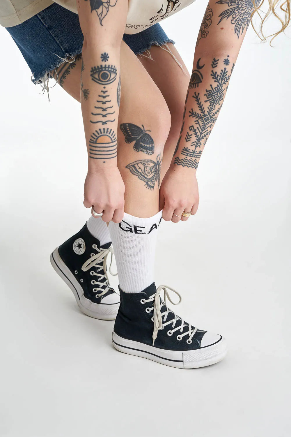 MOTORCYCLE SOCKS - White lifestyle socks GEAR