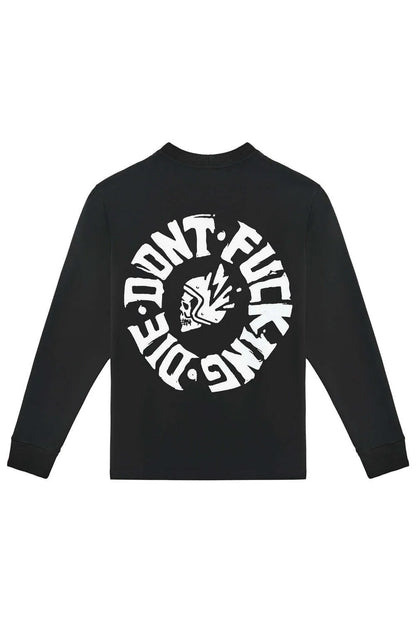 TOMMY DON'T DIE BLACK – oversized marškinėliai ilgomis rankovėmis, unisex