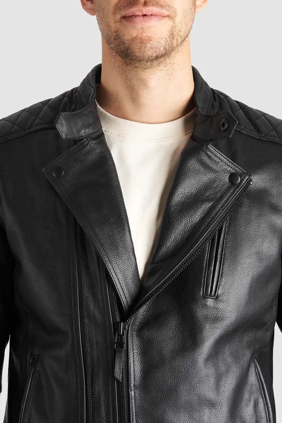 TWIN LEATHER JACKET BLACK - Men’s Leather Motorcycle Jacket