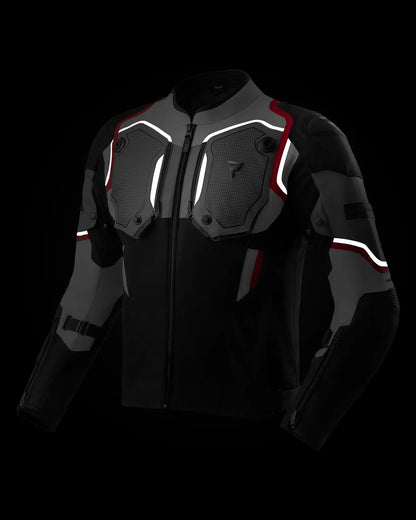 Borg II Motorcycle Jacket Black, Grey, Red