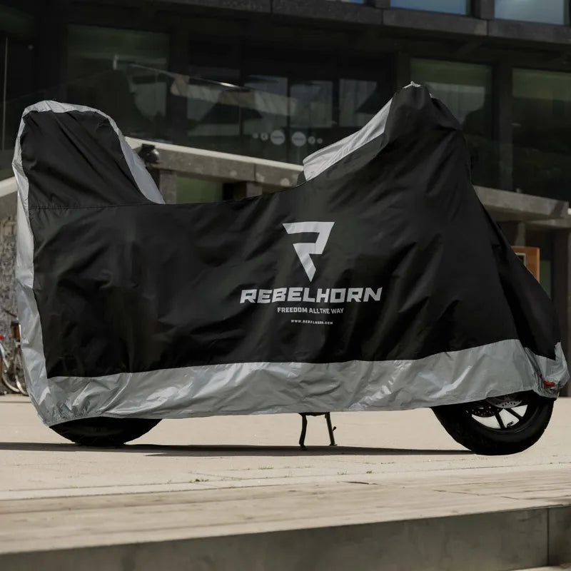 Motociklo uždangalas Rebelhorn Motorcycle Cover II Top Box Black/Silver