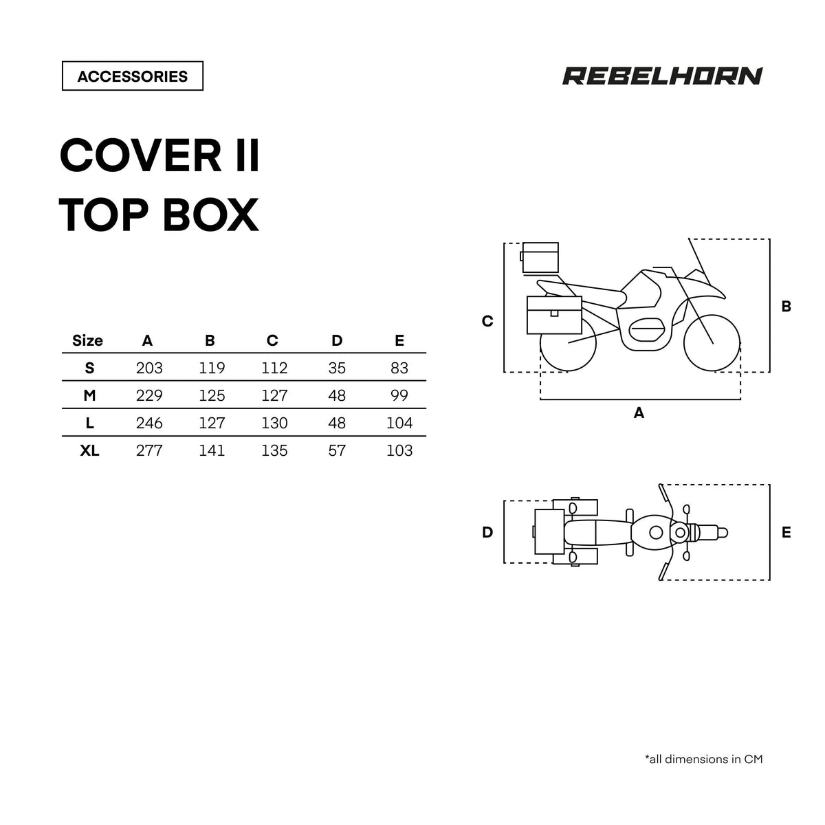 Motociklo uždangalas Rebelhorn Motorcycle Cover II Top Box Black/Silver